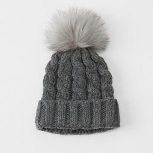 Abercrombie Pom-Pom Turn-up Beanie in Mid Grey